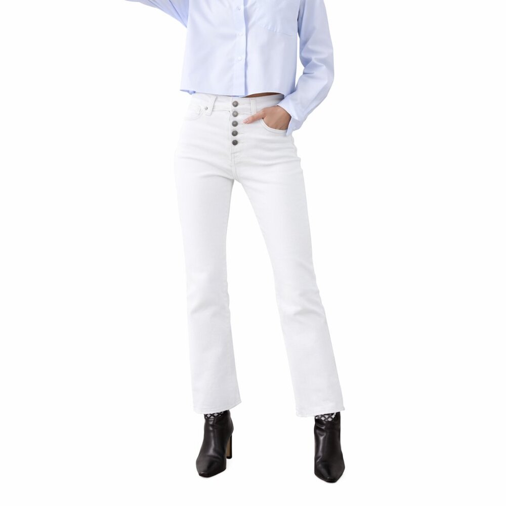 Banana Republic “Buttonfly” White Cropped Bootcut Jeans – Size 31"/12 – NWT